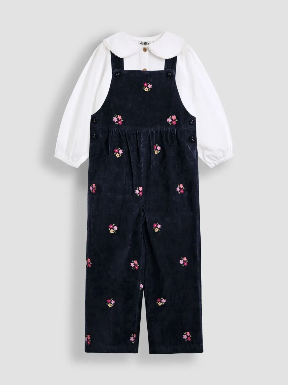 Jumpsuits En Playsuits*Jojo Maman Bébé Embroidered Cord Dungarees & Blouse Set