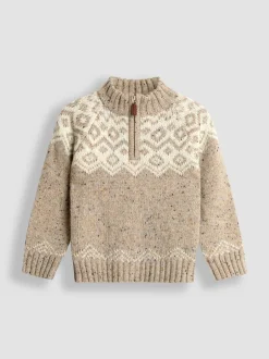 Gelegenheidskleding|Truien En Breisels*Jojo Maman Bébé Fair Isle gebreide trui met halve rits