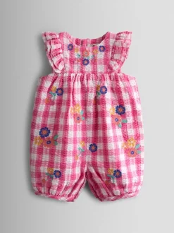 Jumpsuits En Playsuits*Jojo Maman Bébé Frill Shoulder Embroidered Romper