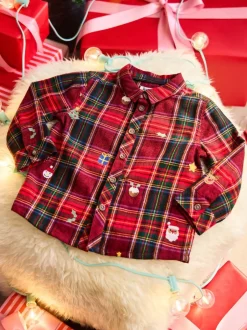 Shirts|Jojo Maman Bébé geborduurd Ruit Kerstmis overhemd