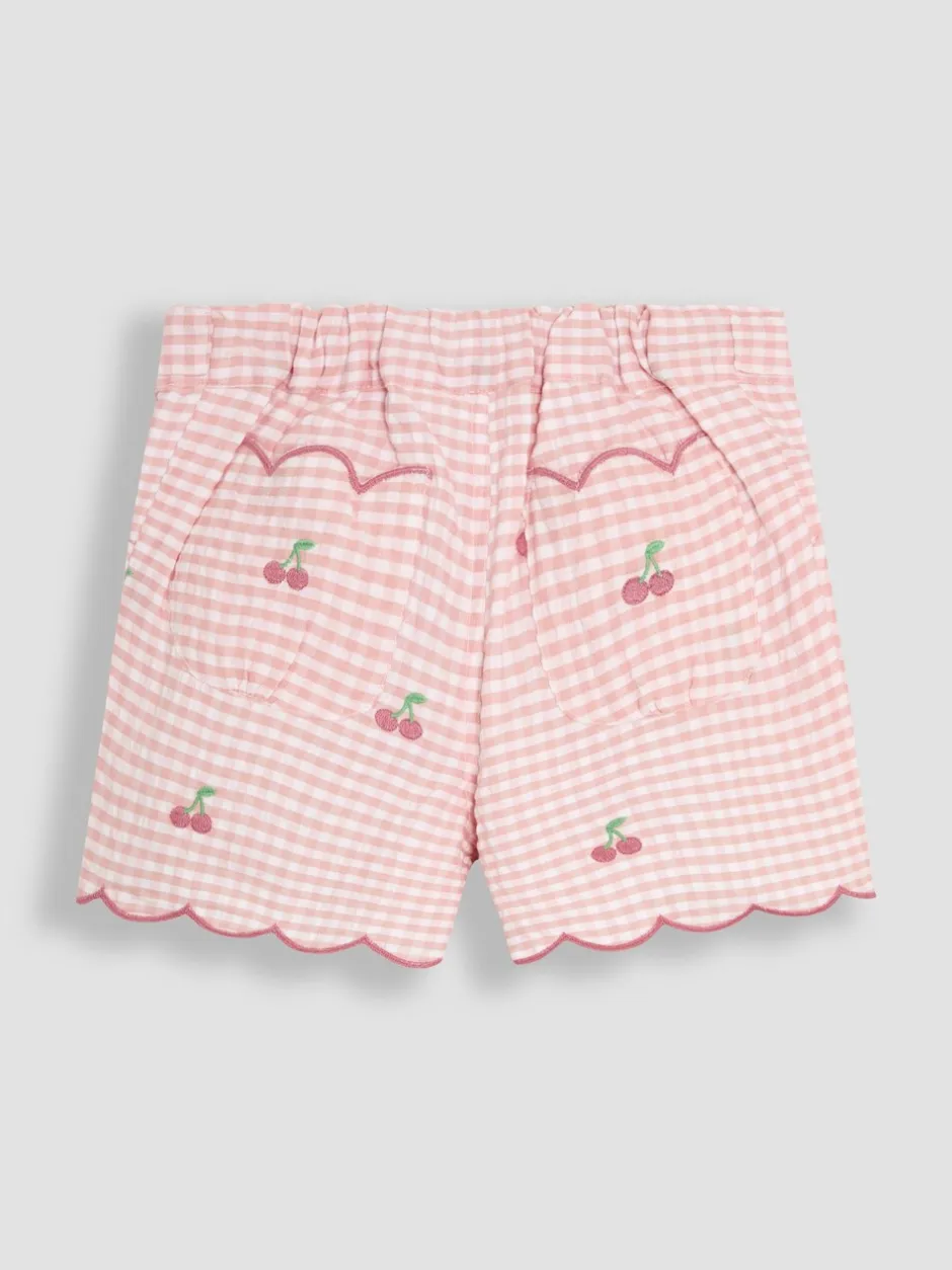 Shorts|Jojo Maman Bébé Geborduurde shorts met geschulpte zoom van 100% katoen