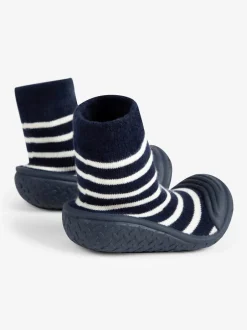 Pantoffels|Jojo Maman Bébé gestreepte pantoffelsokken voor jongens voor binnen en buiten