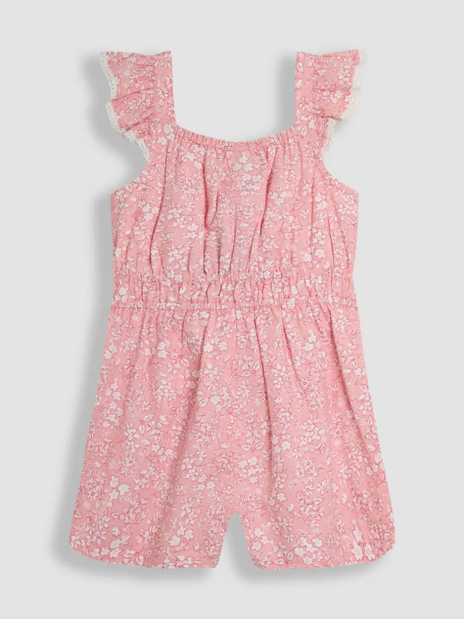 Jumpsuits En Playsuits|Jojo Maman Bébé geweven speelpakje met ruches op de schouder