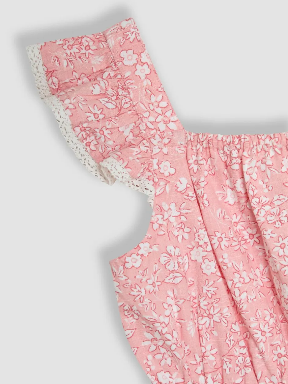 Jumpsuits En Playsuits|Jojo Maman Bébé geweven speelpakje met ruches op de schouder