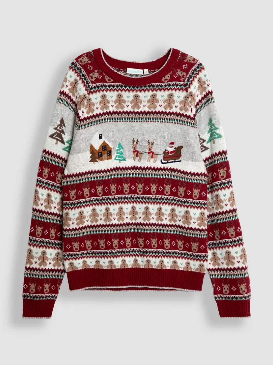 Gebreide Kleding|Jojo Maman Bébé kersttrui met fair isle-motief met kerstsfeer voor heren