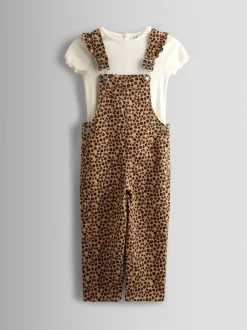 Jumpsuits En Playsuits|Jojo Maman Bébé Leopard Print Dungaree & T-Shirt Set