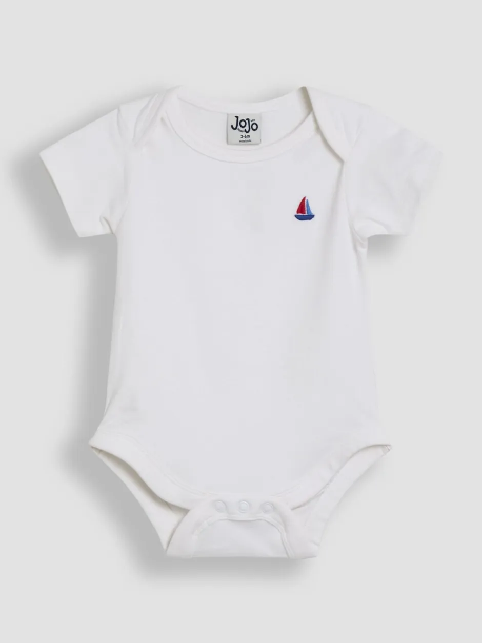 Rompertjes En Hemdjes|Jojo Maman Bébé 2-Pack Zeilbootstrepen & Effen Bodysuits