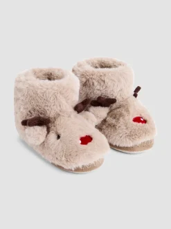 Pantoffels|Pantoffels|Jojo Maman Bébé pantoffellaarsjes met rendier