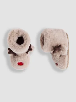 Pantoffels|Pantoffels|Jojo Maman Bébé pantoffellaarsjes met rendier