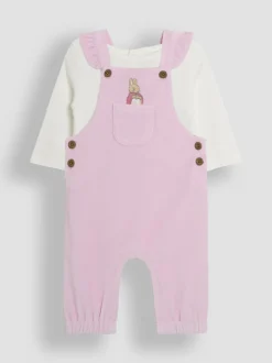 Jumpsuits En Playsuits|Jojo Maman Bébé Peter Rabbit Appliqué Velour Dungarees and Body Set