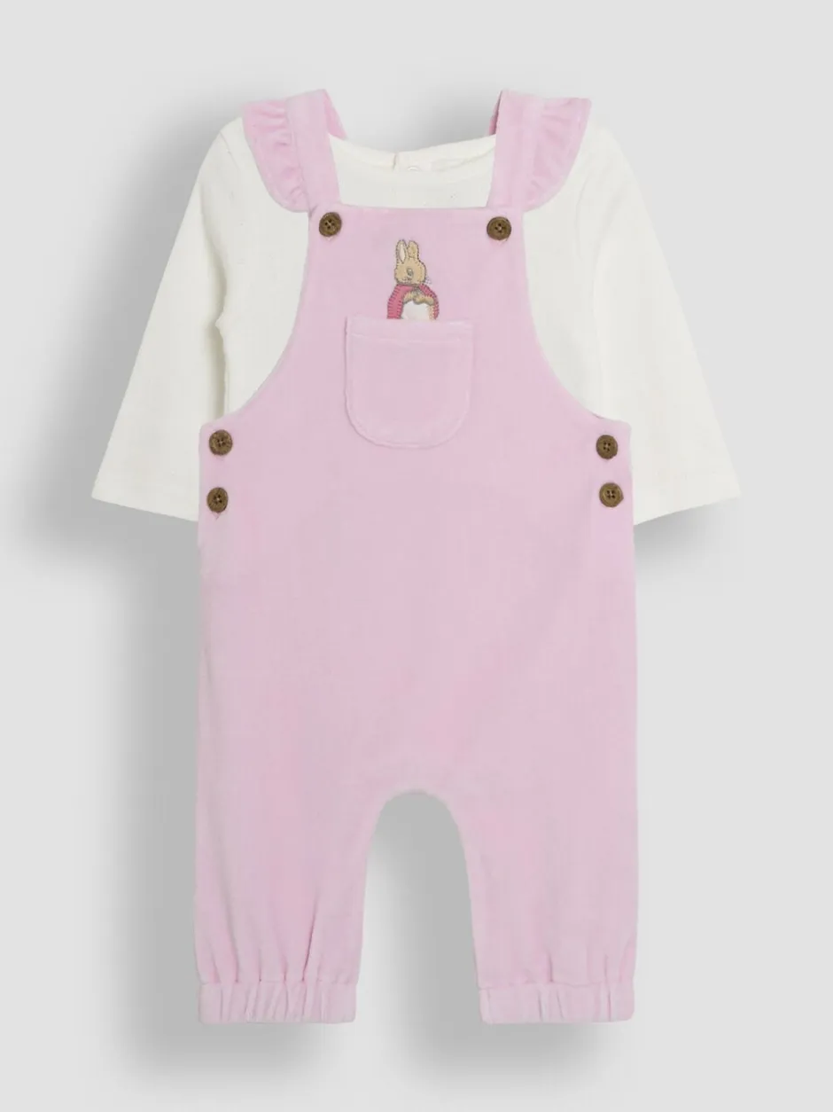 Jumpsuits En Playsuits|Jojo Maman Bébé Peter Rabbit Appliqué Velour Dungarees and Body Set