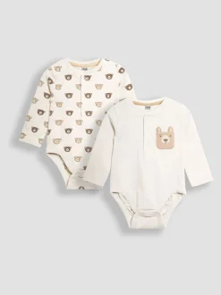 Rompertjes En Hemdjes|Rompertjes En Hemdjes|Jojo Maman Bébé Printed Bear And Appliqué Pocket Bodies 2 Pack