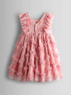 Gelegenheidskleding|Jojo Maman Bébé Printed Tulle Ruffle Party Dress