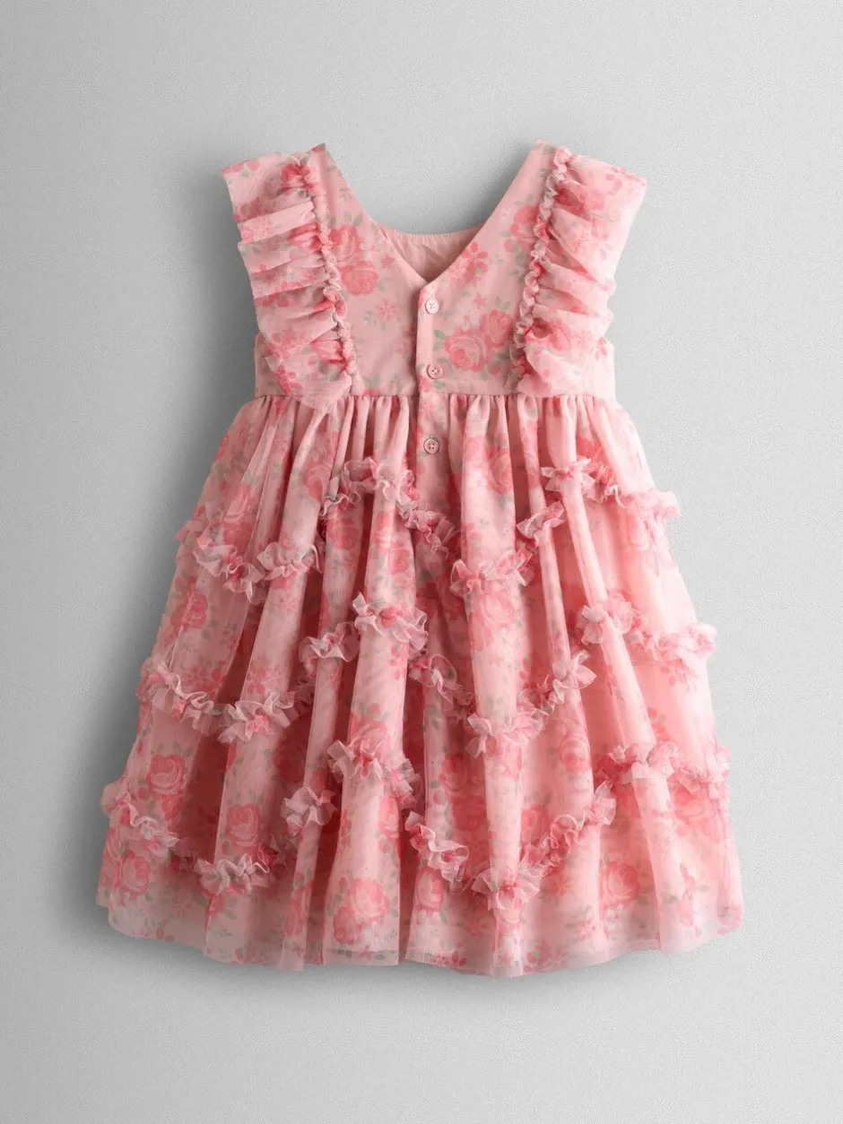 Gelegenheidskleding|Jojo Maman Bébé Printed Tulle Ruffle Party Dress