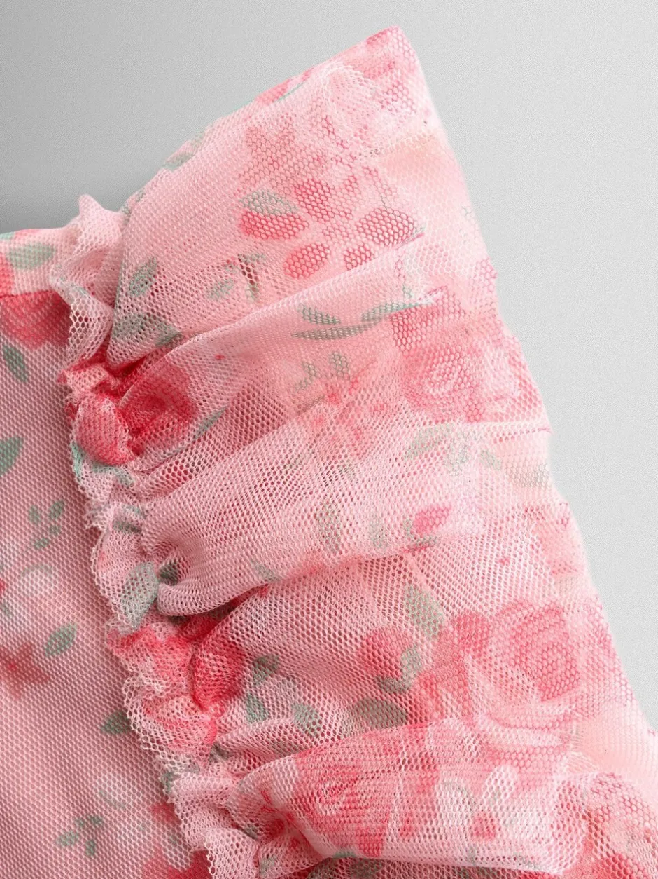 Gelegenheidskleding|Jojo Maman Bébé Printed Tulle Ruffle Party Dress