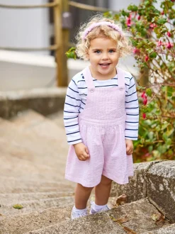 Tuinbroeken|Jojo Maman Bébé Seersucker Stripe Culotte Dungarees