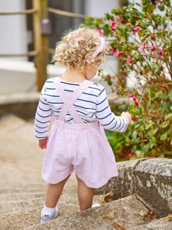 Tuinbroeken|Jojo Maman Bébé Seersucker Stripe Culotte Dungarees