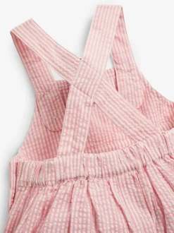 Tuinbroeken|Jojo Maman Bébé Seersucker Stripe Culotte Dungarees