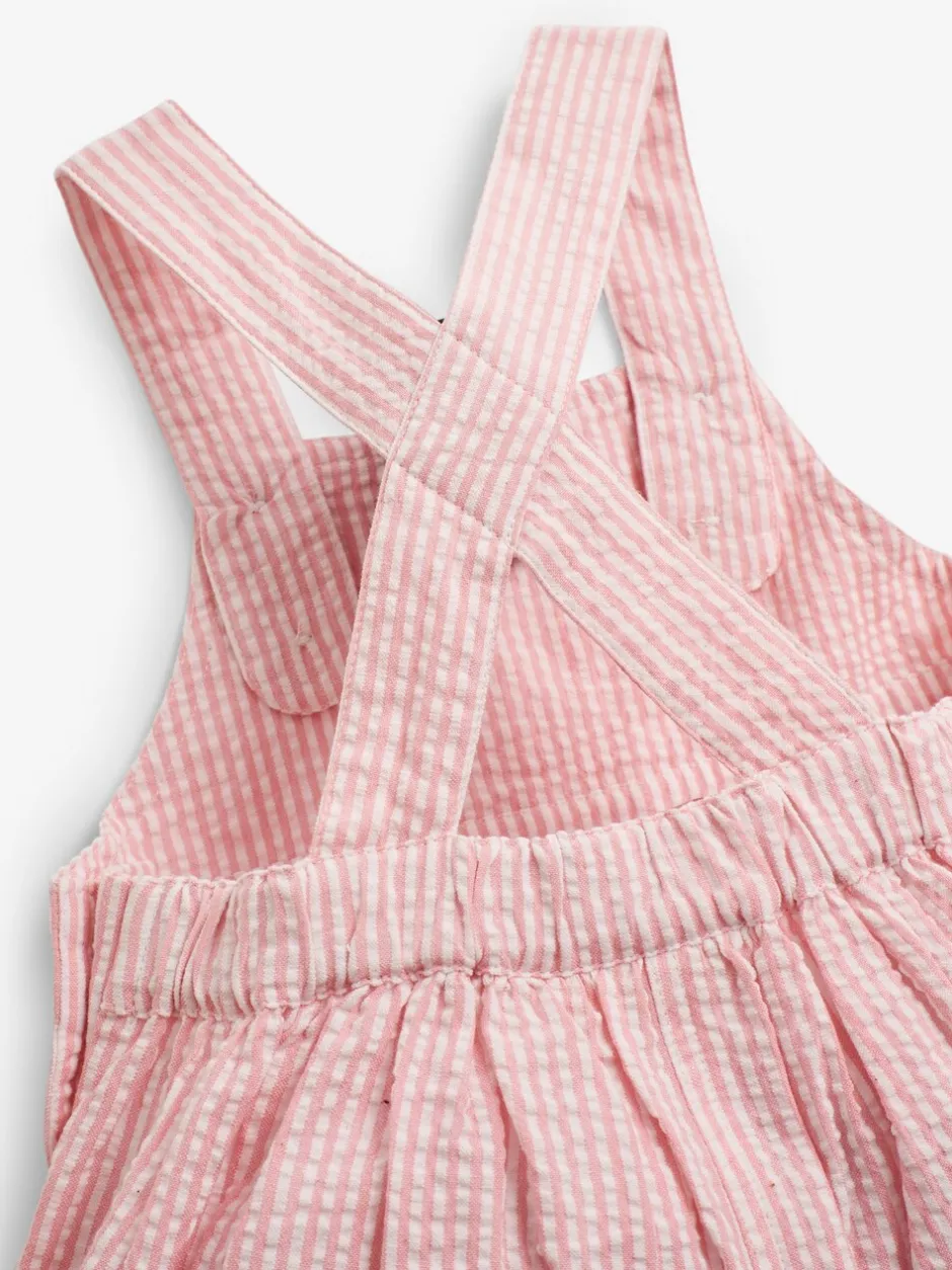 Tuinbroeken|Jojo Maman Bébé Seersucker Stripe Culotte Dungarees