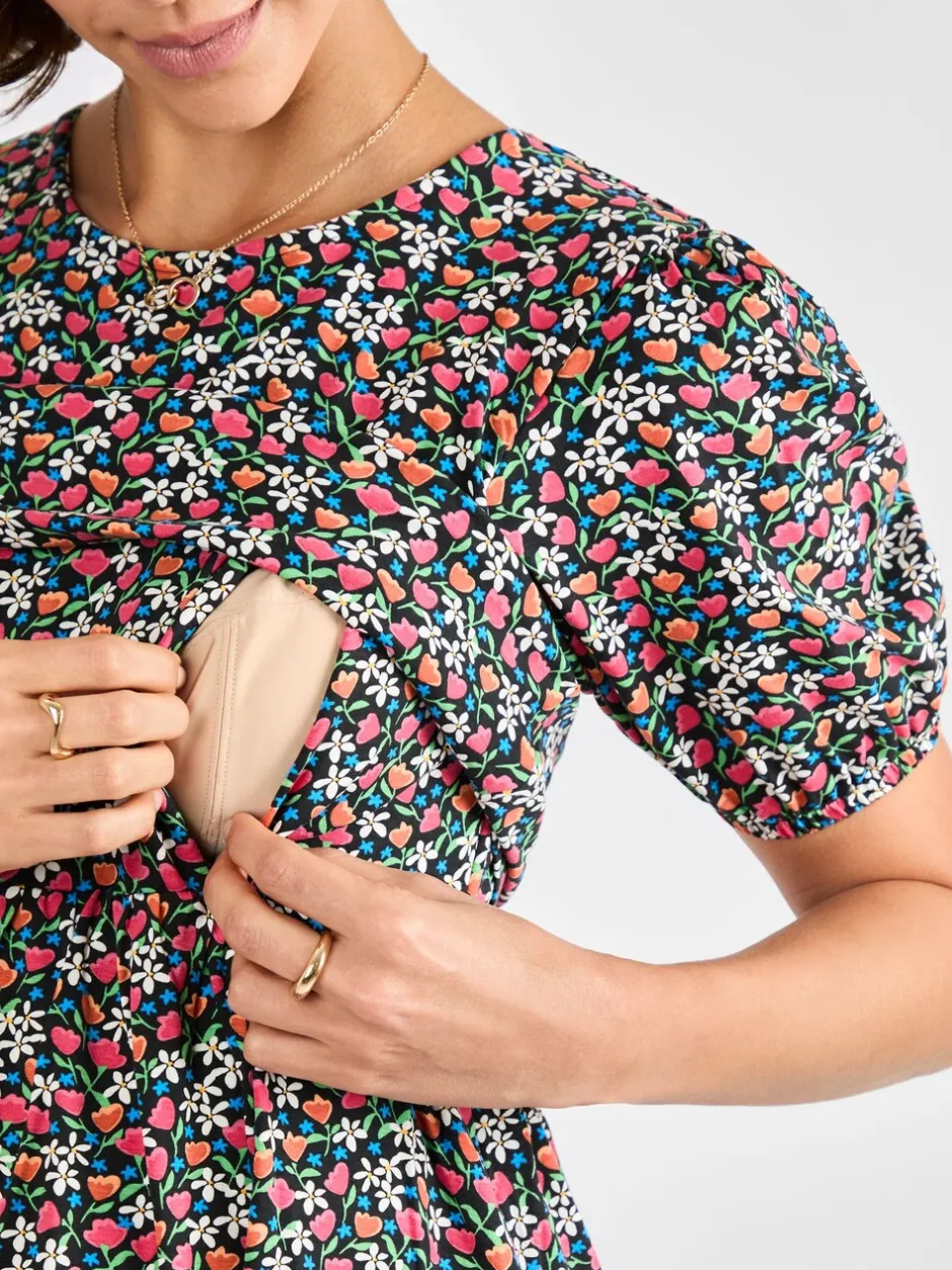 Jurken|Moederschap*Jojo Maman Bébé zwangerschaps- en voedingsjurk van jersey met dubbele laag