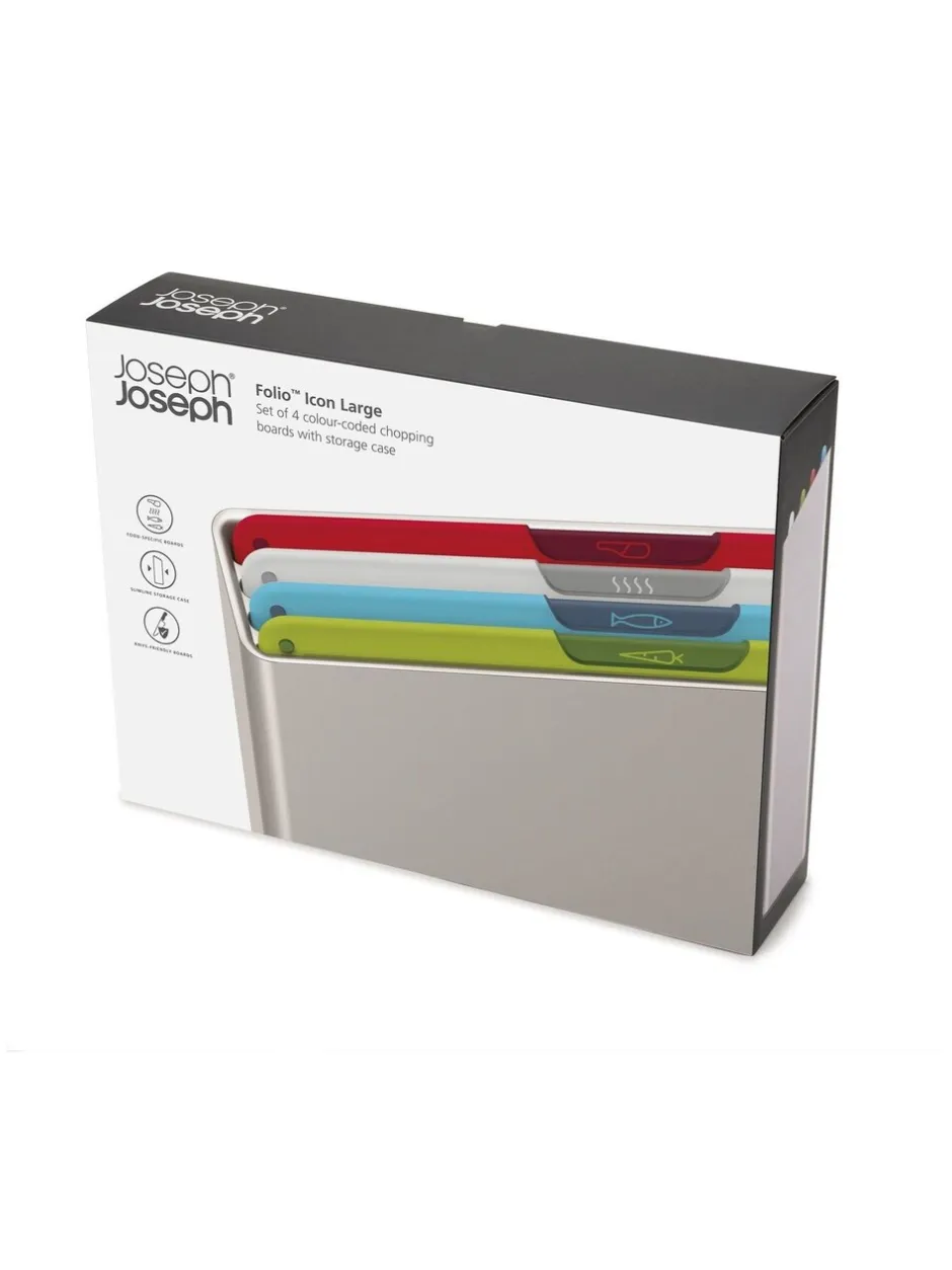 Joseph Joseph|Joseph Joseph - 4-delige meerkleurige folioset van grote snijplanken met logo