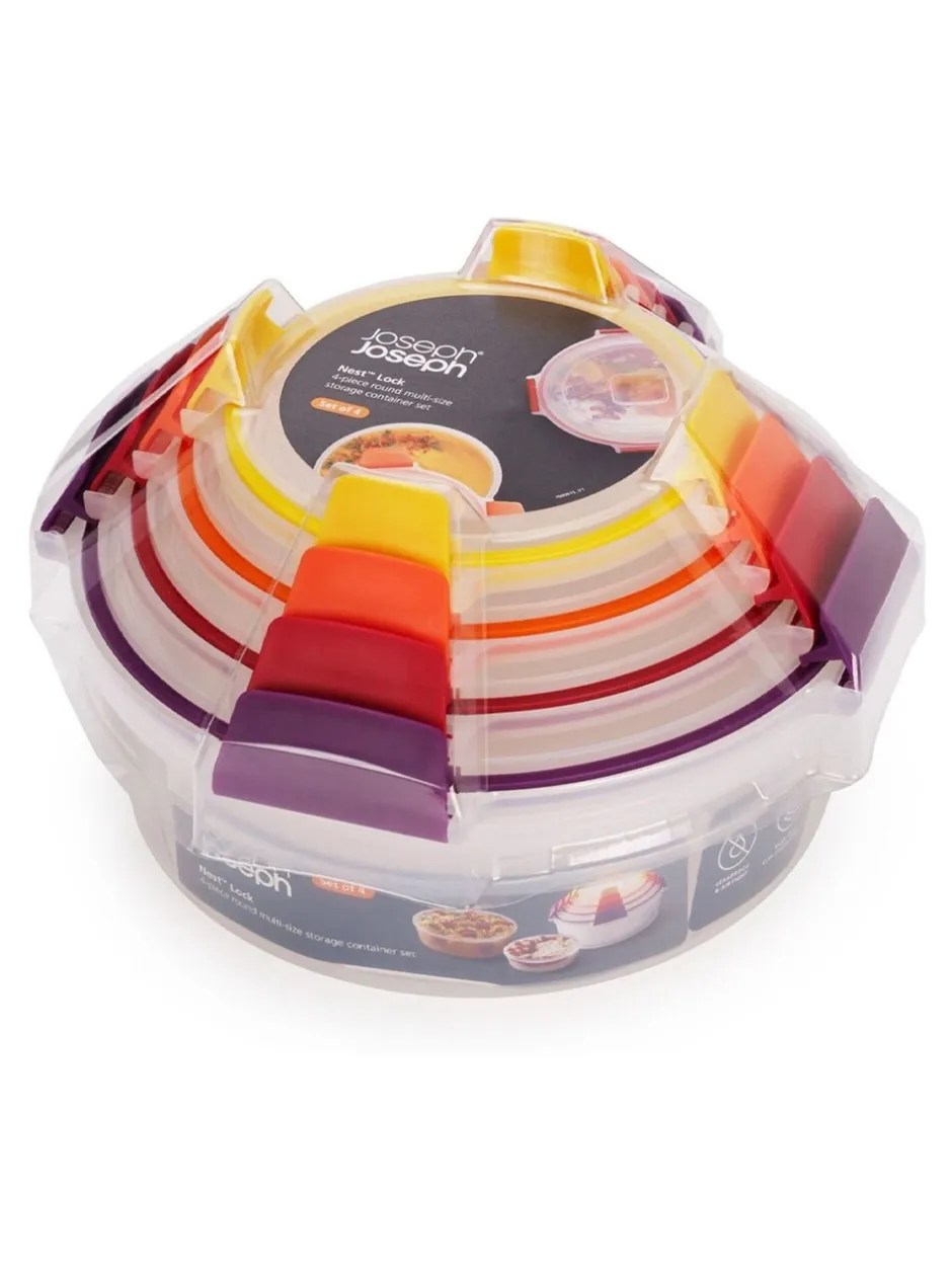 Joseph Joseph|Keukenopslag*Joseph Joseph 4 Piece Multisize Nest Lock Round Containers Set