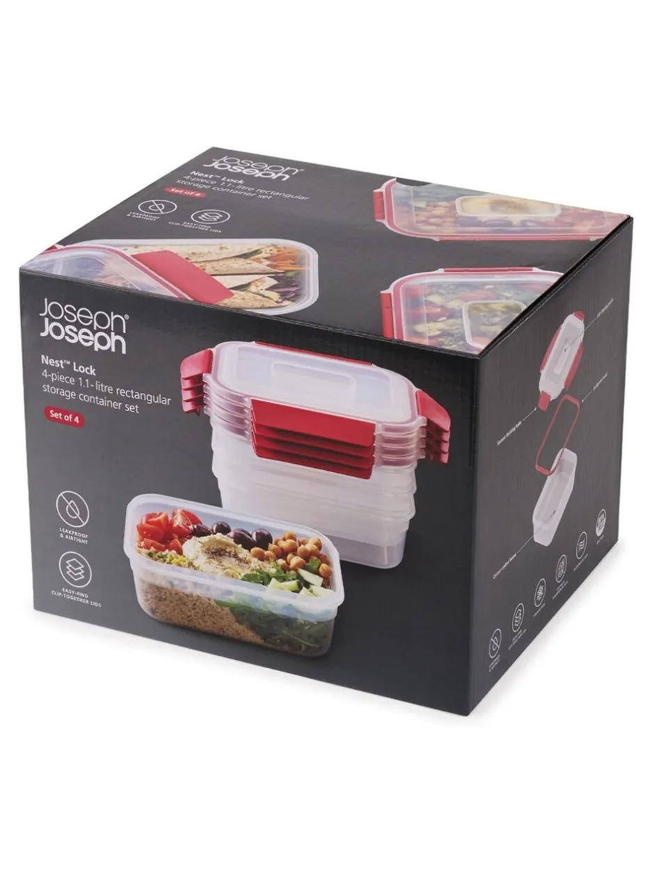 Joseph Joseph|Keukenopslag|Joseph Joseph 4 Piece Nest Lock Rectangle Container Set 1.1L