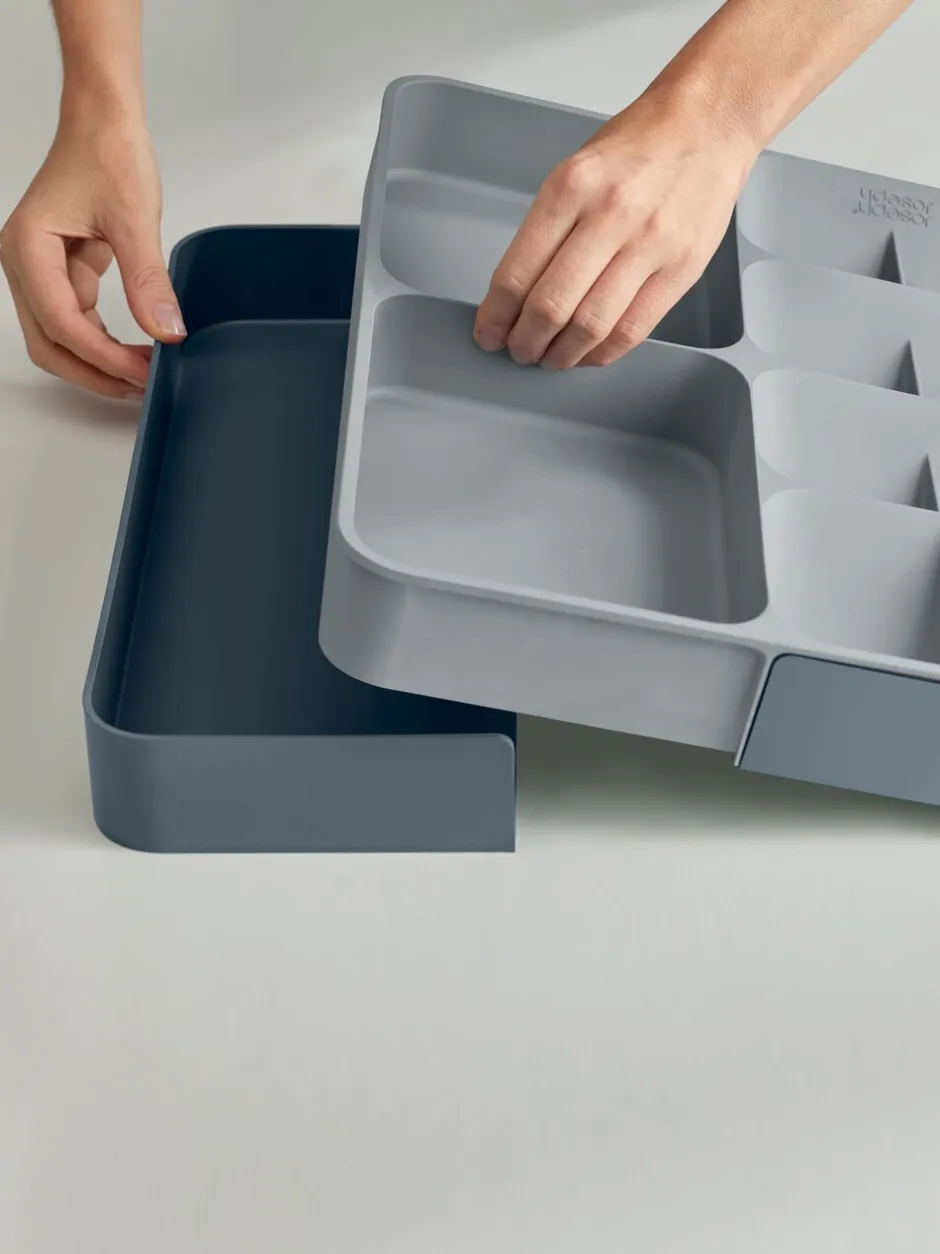 Joseph Joseph|Keukenopslag|Joseph Joseph grijze Drawer Store uitschuifbare bestekbak