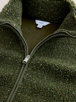 Loungewear|Jassen En Jacks|Next - Doorritsbare funnel Borg Fleece Kaki Groen nep