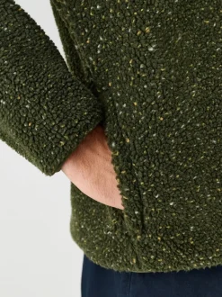 Loungewear|Jassen En Jacks|Next - Doorritsbare funnel Borg Fleece Kaki Groen nep