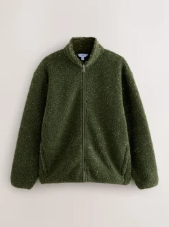 Loungewear|Jassen En Jacks|Next - Doorritsbare funnel Borg Fleece Kaki Groen nep