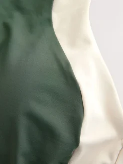 Badkleding|Next - Hoogsluitende halterbadpak met buikcorrectie Kaki/crèmekleurig