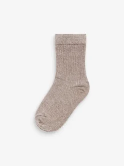 Sokken En Panty's|Sokken|Next - Verpakking van 7 paar fijngeribbelde sokken met hoog katoengehalte Kaki/grijs