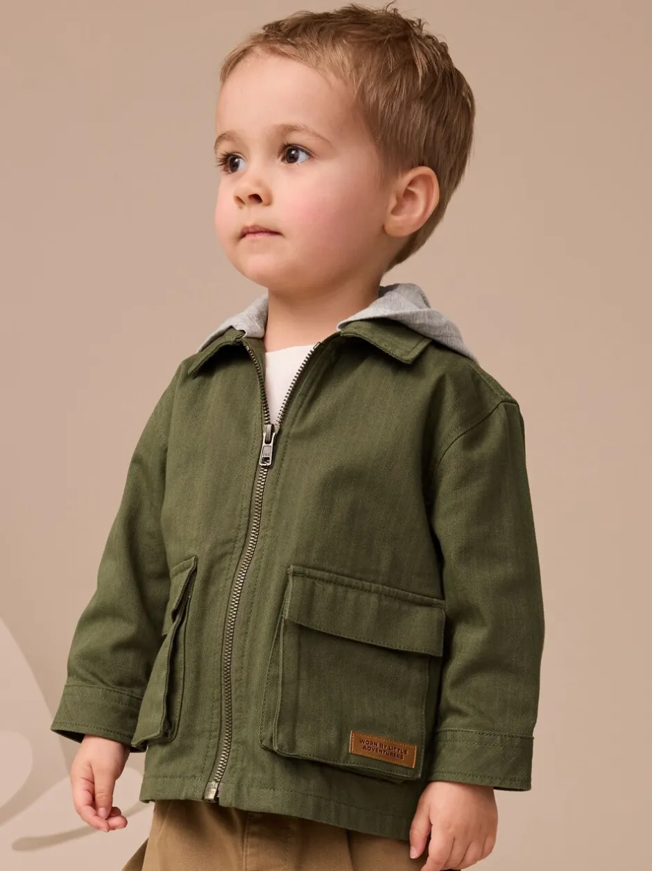 Shirts*Next Kakigroen - 2 -delig Set van overshirt met capuchon en T-shirt (3mnd-7jr)