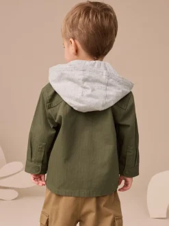 Shirts*Next Kakigroen - 2 -delig Set van overshirt met capuchon en T-shirt (3mnd-7jr)