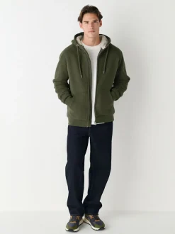 Jassen En Jacks|Sweaters En Hoody´S*Next - Borg hoodie met fleecevoering en volledige ritssluiting Kakigroen