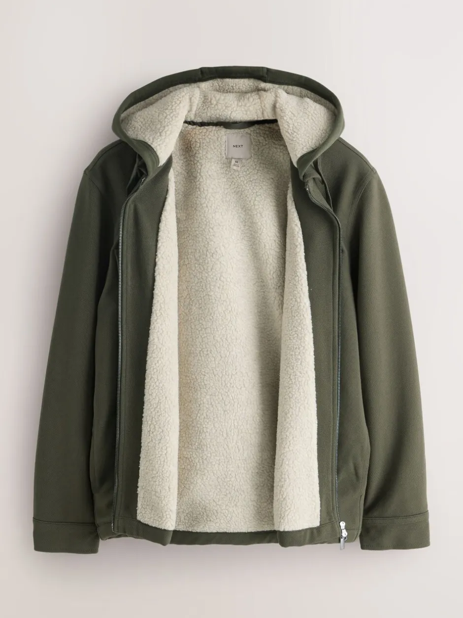 Sweaters En Hoody´S|Sweaters En Hoody´S*Next - Borg overshirt met fleecevoering Kakigroen