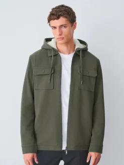 Sweaters En Hoody´S|Sweaters En Hoody´S*Next - Borg overshirt met fleecevoering Kakigroen