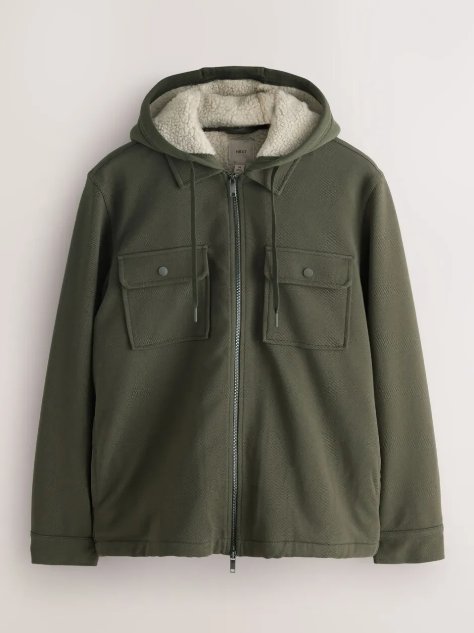 Sweaters En Hoody´S|Sweaters En Hoody´S*Next - Borg overshirt met fleecevoering Kakigroen