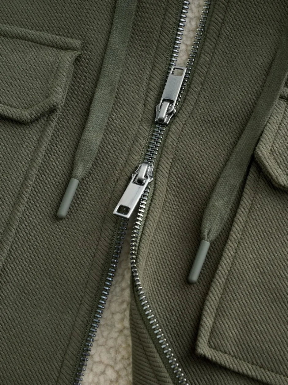 Sweaters En Hoody´S|Sweaters En Hoody´S*Next - Borg overshirt met fleecevoering Kakigroen