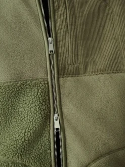Jassen En Jacks|Sweaters En Hoody´S|Next - Cord Block Zip Through Funnel Fleece Kakigroen