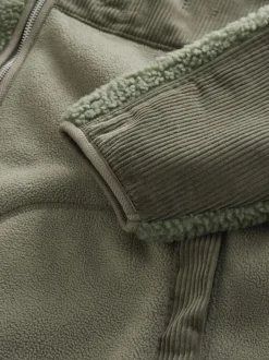 Jassen En Jacks|Sweaters En Hoody´S|Next - Cord Block Zip Through Funnel Fleece Kakigroen