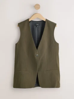 Kostuums En Werkkleding|Next Kakigroen - Crosshatch Waistcoat Blazer