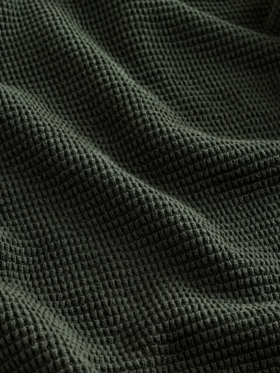 Gebreide Kleding*Next - Effen - Regular Fit Cotton Rich Textured Premium Quarter Zip Jumper Kakigroen