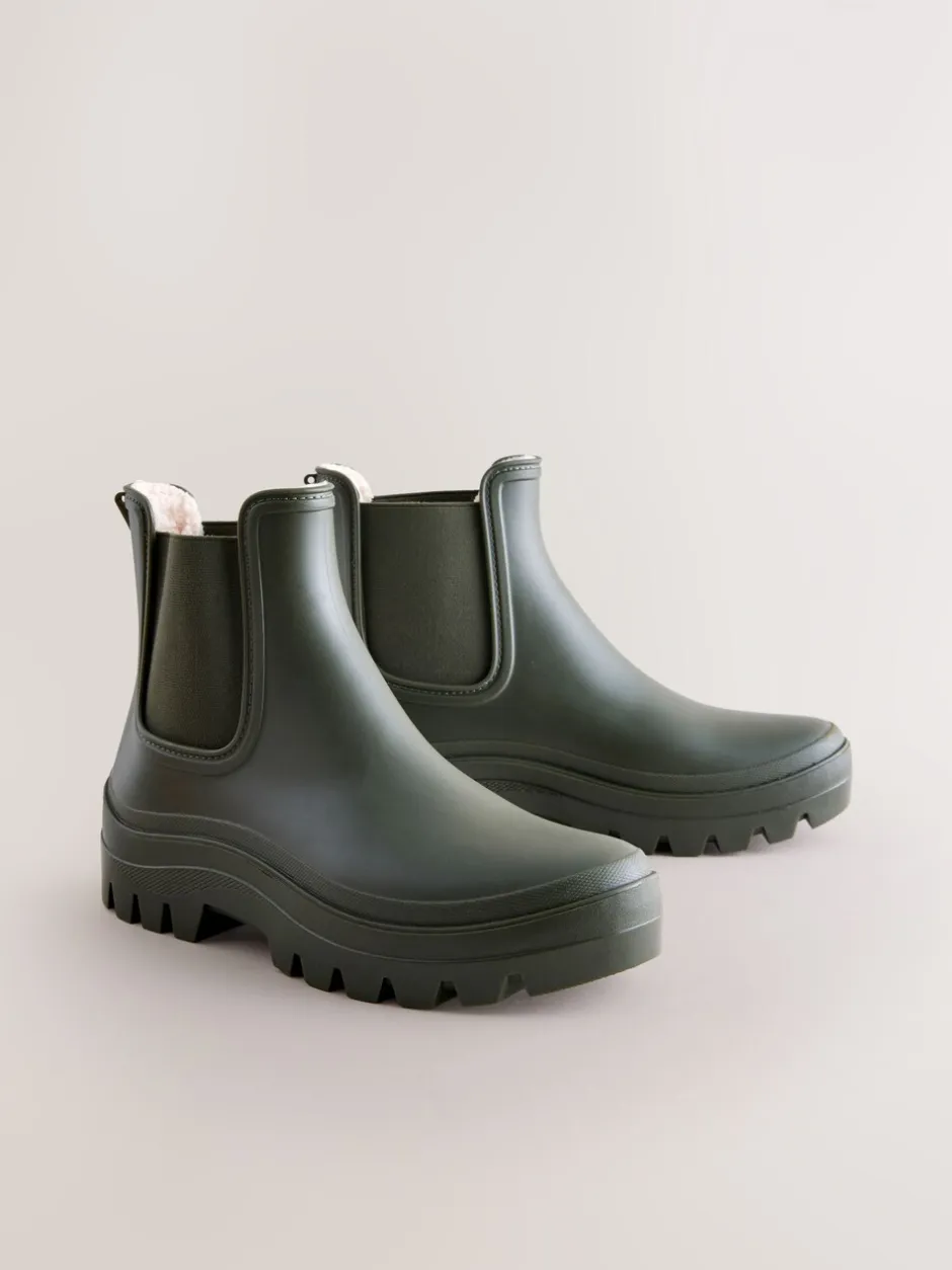 Laarzen|Boots|Next - Faux Fur Lined Chelsea Ankle Wellies Kakigroen