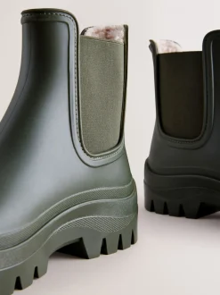 Laarzen|Boots|Next - Faux Fur Lined Chelsea Ankle Wellies Kakigroen