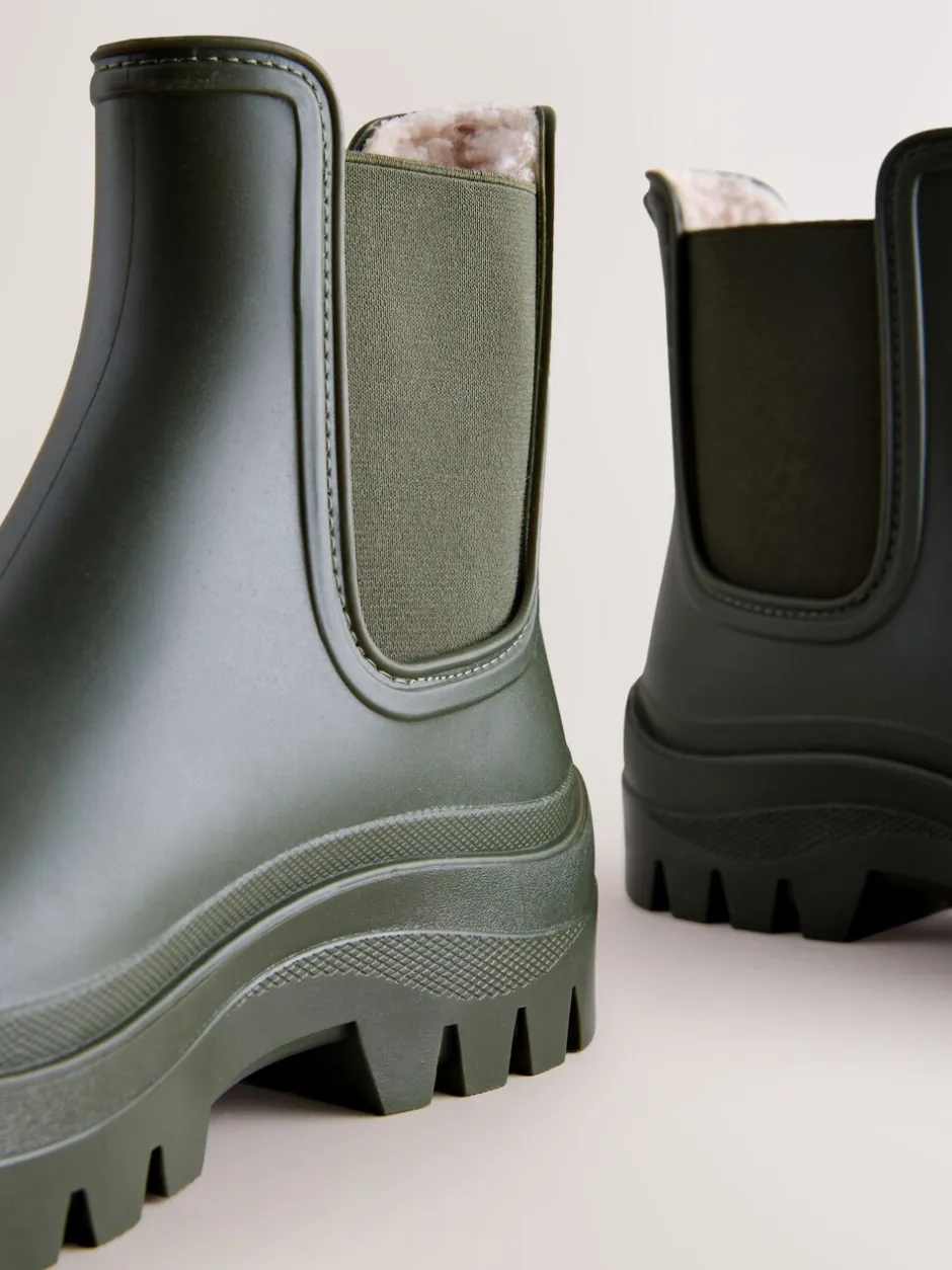 Laarzen|Boots|Next - Faux Fur Lined Chelsea Ankle Wellies Kakigroen