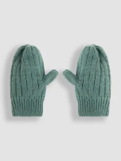 Mutsjes En Antikrabwantjes|Mutsen, Handschoenen En Sjaals*Jojo Maman Bébé - Knitted Mittens Kakigroen