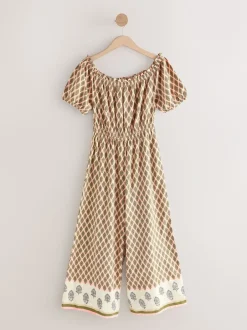 Jumpsuits En Playsuits|Gelegenheidskleding*Next - Jumpsuit met blote schouders en wijde pijpen van 100% katoen Kakigroen