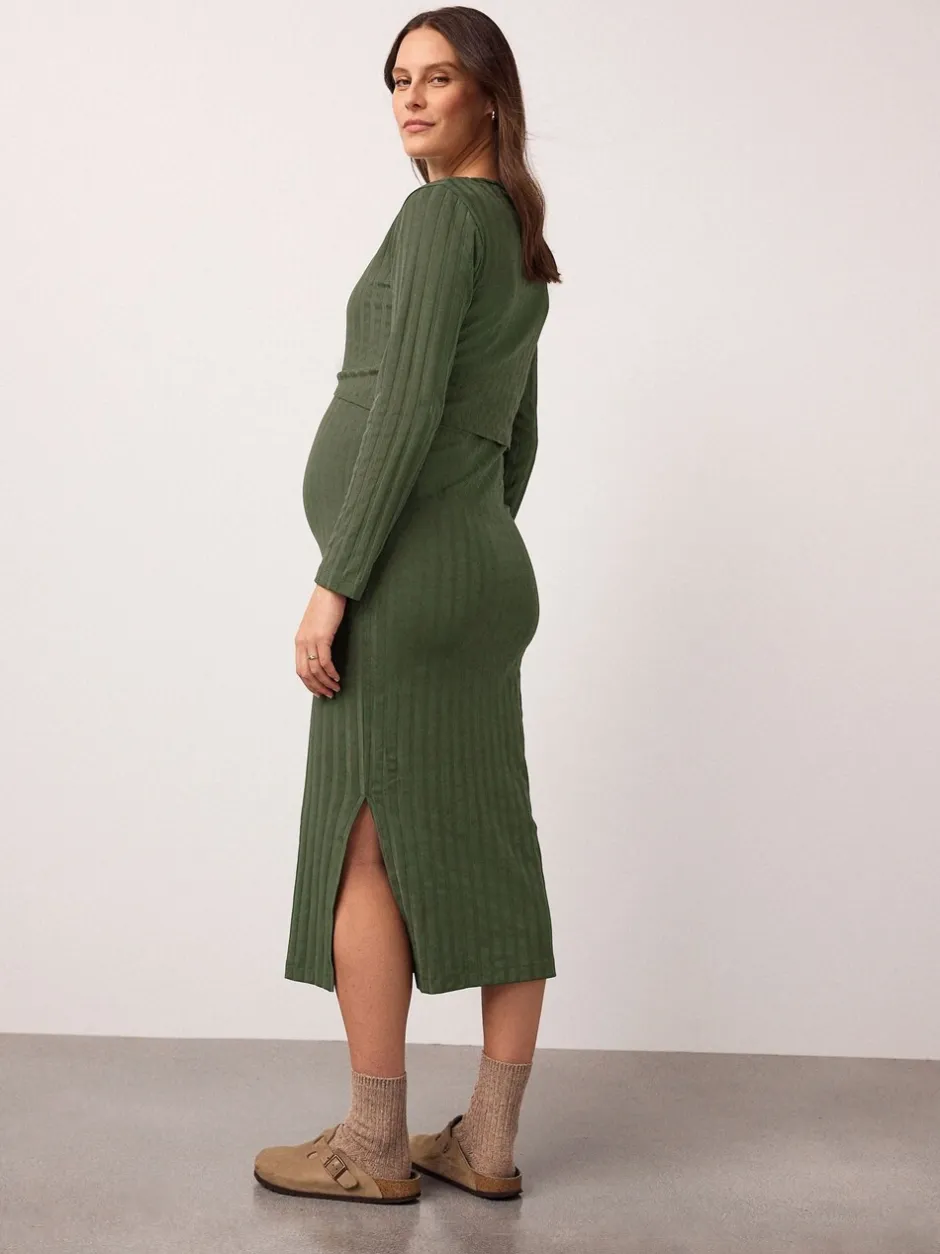 Moederschap*Next - Maternity Long Sleeve Nursing Shelf Dress Kakigroen